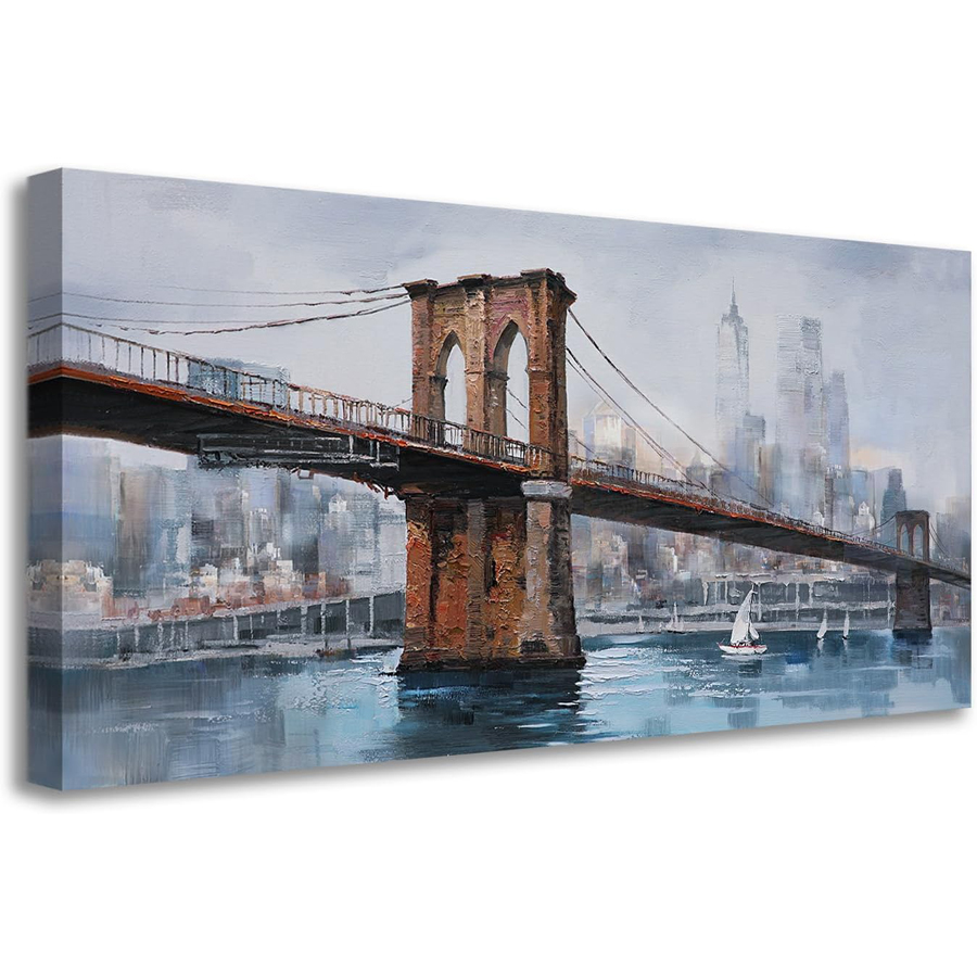 Art And Craft New York - ブルックリンブリッジウォールアートダイヤモンド絵画都市風景抽象スカイラインニューヨーク市フルダイヤモンド刺繍手作り工芸品