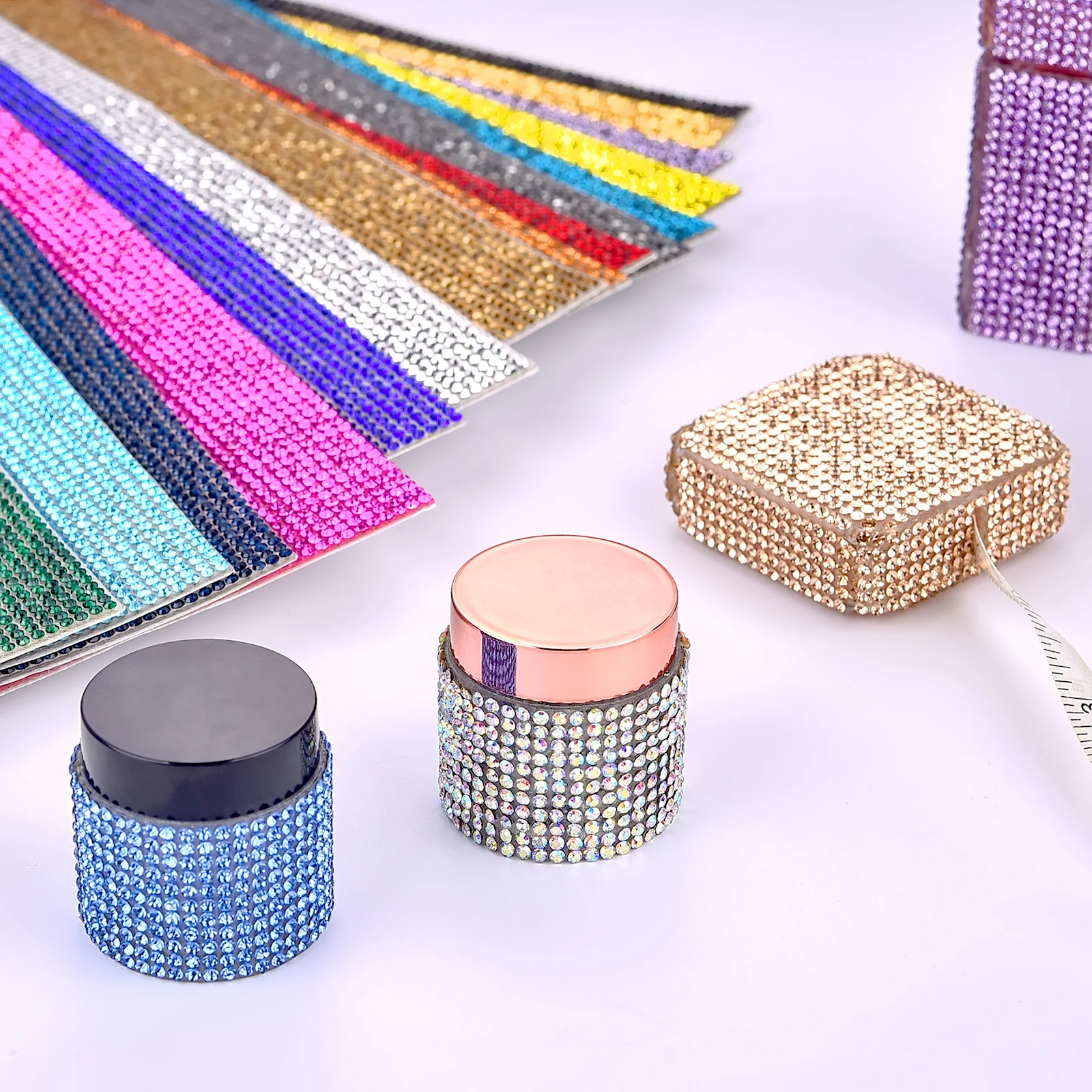 Art Craft Event - 自己粘着クリスタルラインストーンステッカー光沢のあるガラスラインストーンリボンステッカー芸術/工芸DIYイベント車電話靴装飾用