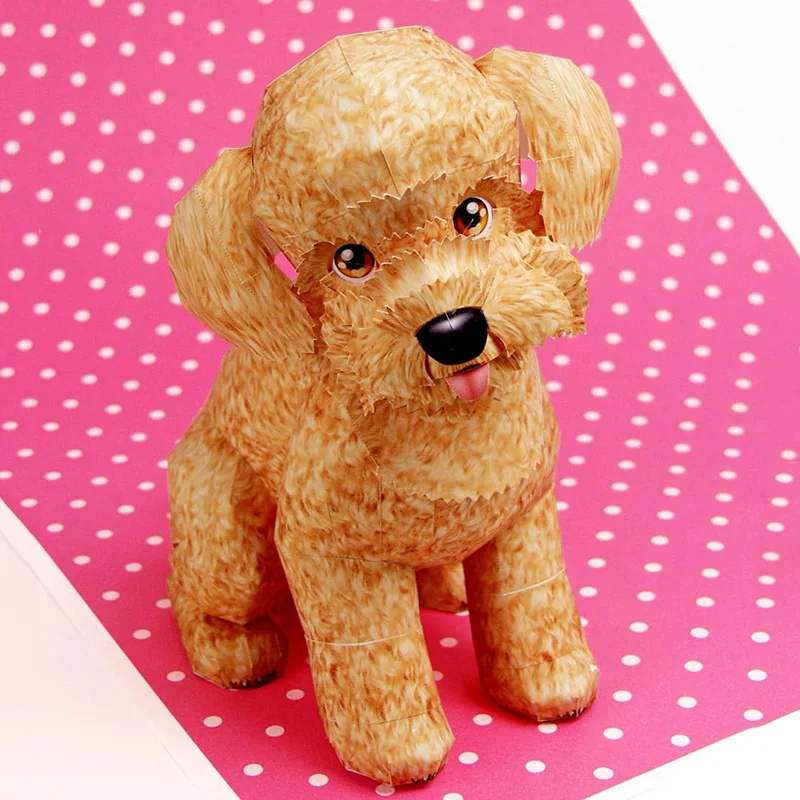 Art Craft With Cardboard - ミニ3Dペーパーモデルペーパークラフト動物、プードル犬、折りたたみ折り紙アート、手作りクラフトおもちゃ、10代と大人のためのDIY、QD-075