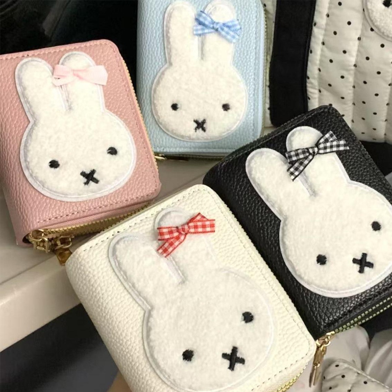 Art Craft Bag - ミッフィー柄シンプルファッションポータブルショートコインパース PUレザー 磁気保護機能付き多機能カードコイン財布 誕生日プレゼント