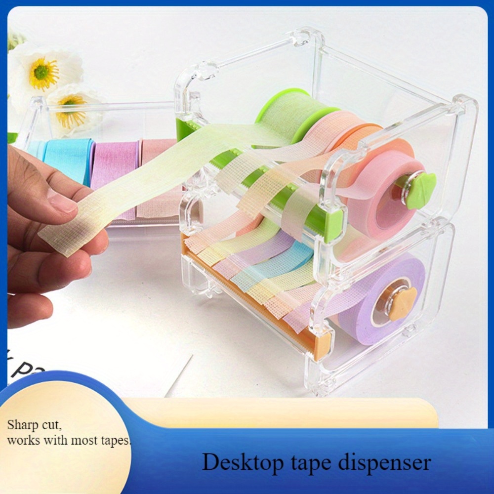 Washi Tape Rolls - 多目的粘着テープディスペンサー、携帯用和紙テープカッター、透明ホルダー付き、クラフト、スクラップブッキング、学校用品用