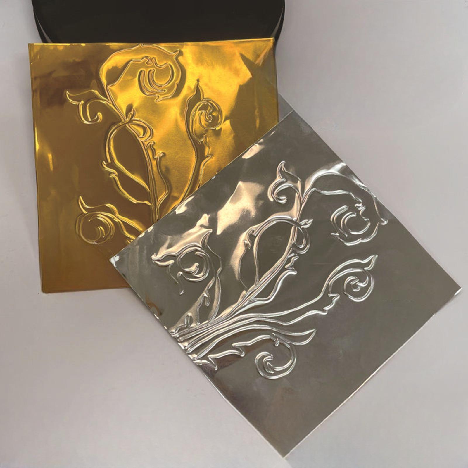 Art Craft Painting - 工芸用箔紙 100 枚光沢のあるアルミニウム金属箔紙アートプロジェクト彫刻ツール絵画爪工芸品