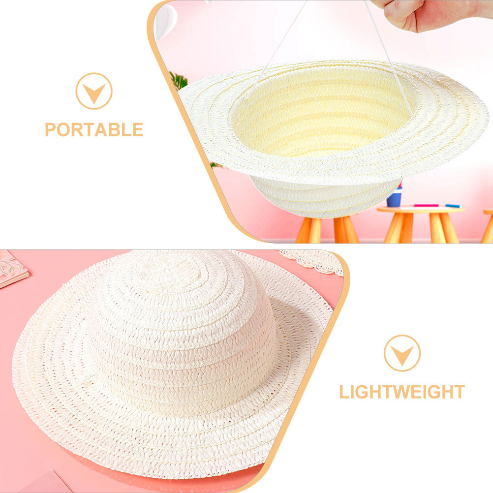 8個入り、白いDIYキッズ用麦わら帽子。絵を描いたり、デコレ - Art Craft Painting のレビューと価格