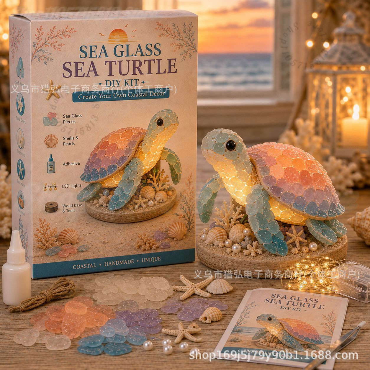 DIY 海のガラスを使った人魚の尾の形をしたライトクラフトキ - Art Craft Kits のレビューと価格