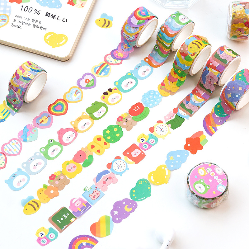 1ロールの超かわいいダイカットコラージュテープ、素敵な漫画要 - Washi Tape Rolls のレビューと価格