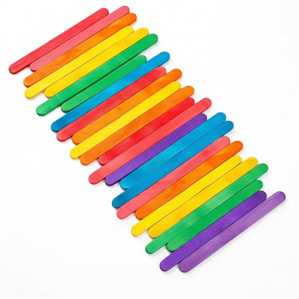 50本のカラフルな木製アイスキャンディースティック、アイスク - Art Craft With Ice Cream Stick のレビューと価格