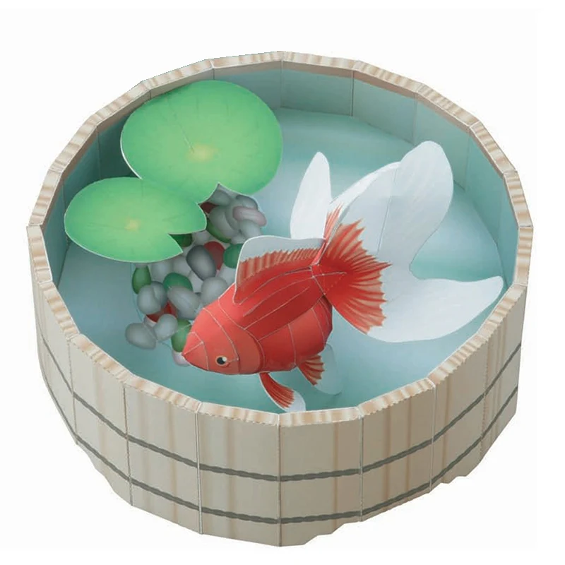 ミニ3D折りたたみ紙モデル、金魚、折り紙アート、ペーパークラ - Art Craft With Cardboard のレビューと価格