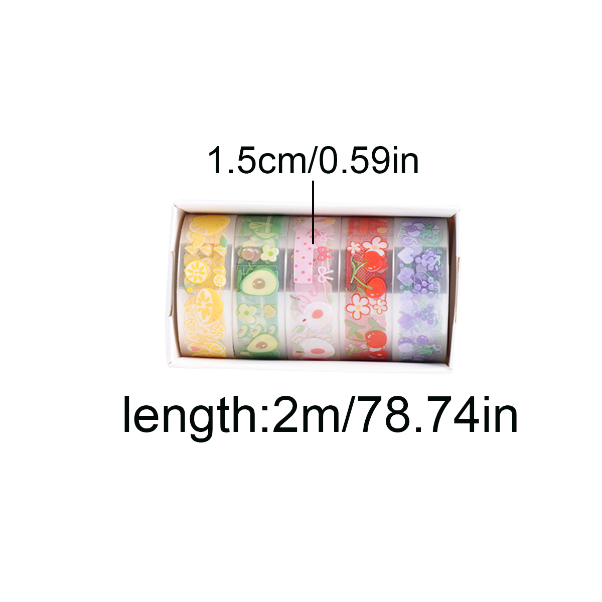 5ロールクリアPET和紙テープセット、1.5cm×2m透明装 - Washi Tape Rolls のレビューと価格