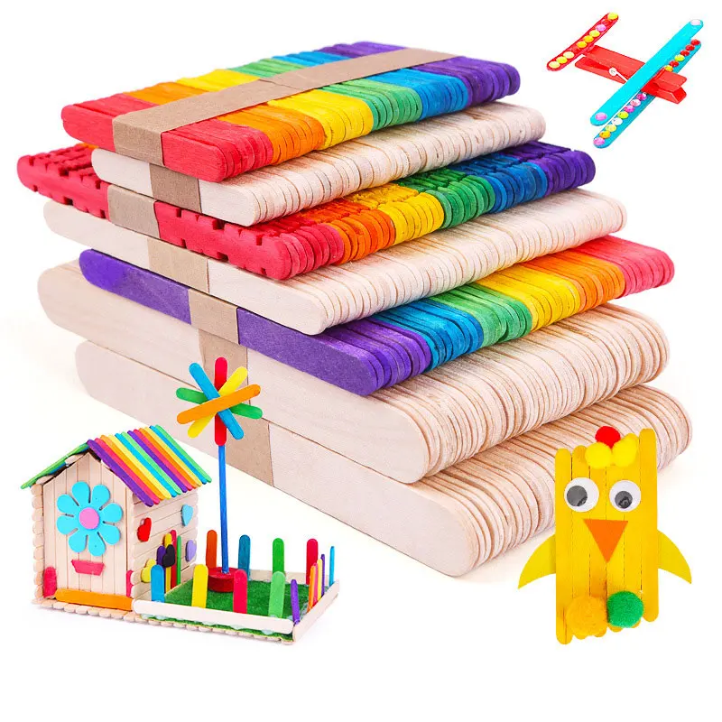 50 個木製アイスキャンデースティック天然木アイスクリームス - Art Craft With Ice Cream Stick のレビューと価格