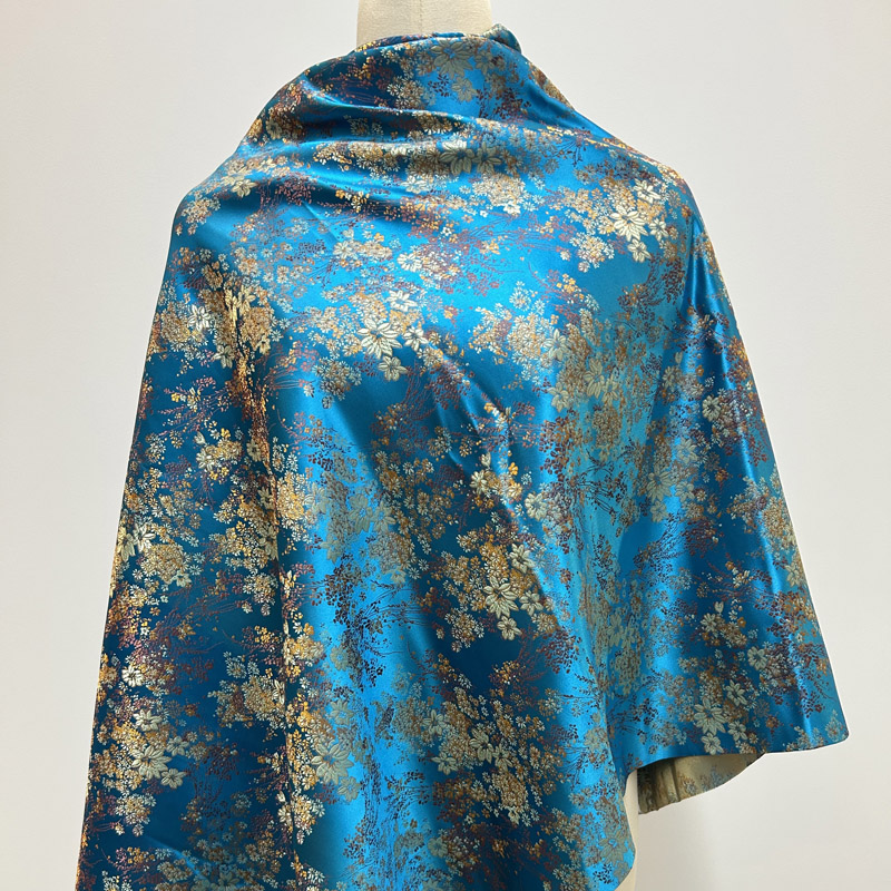 プレカット鮮やかな光沢のある花柄シルクブロケード生地、刺繍ジ - Art Craft Upholstery のレビューと価格