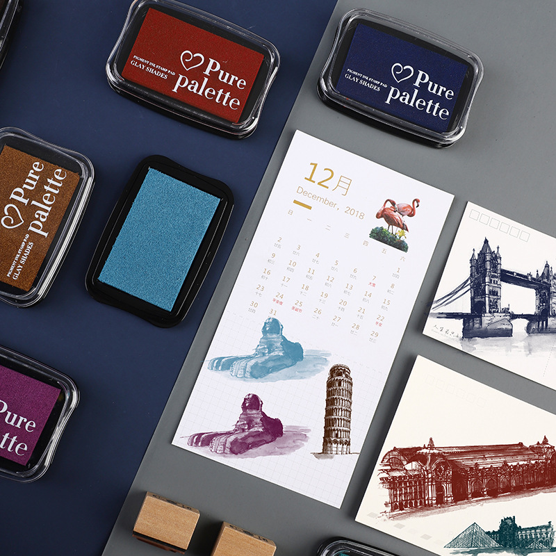12 色大型ヴィンテージスタンプ台 DIY 工芸品スクラップ - Rubber Stamp Blank のレビューと価格