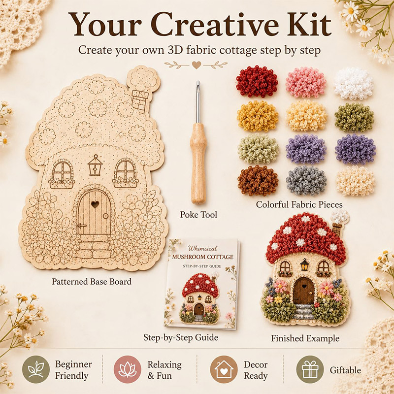 3Dマッシュルームハウス ポケアート DIYキット 布製パン - Art Craft Kits のレビューと価格