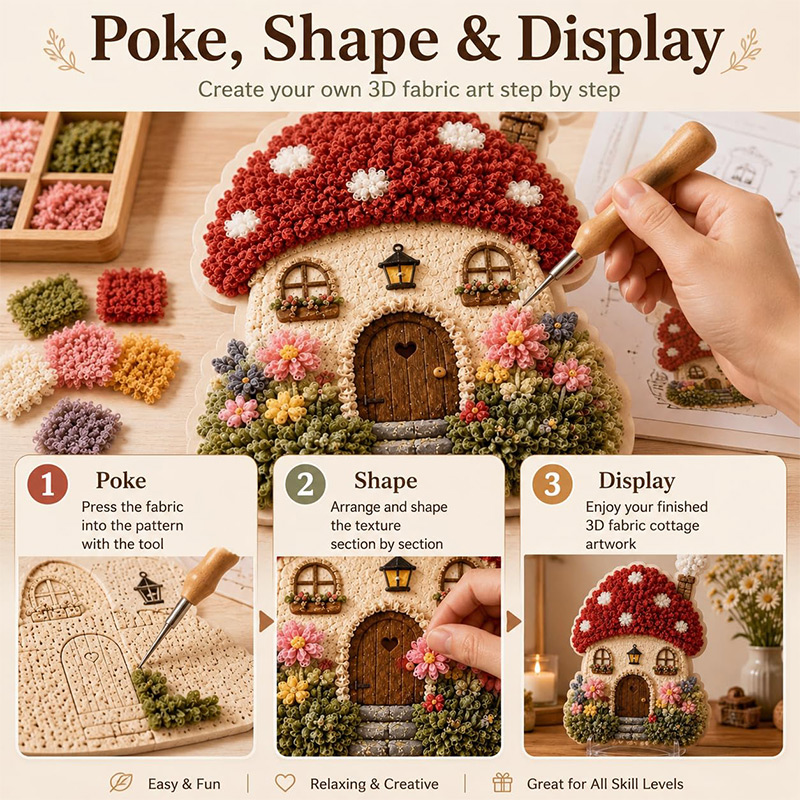 3Dマッシュルームハウス ポケアート DIYキット 布製パン - Art Craft Kits のレビューと価格