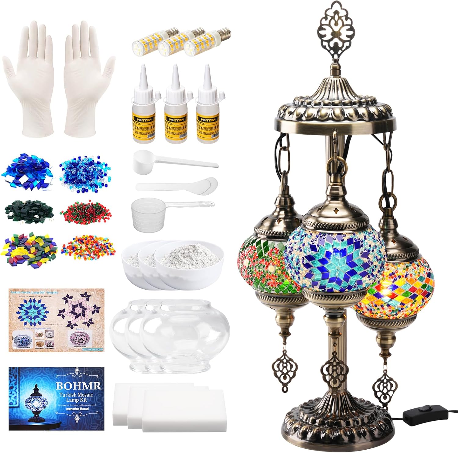DIY 3グローブトルコモザイクランプキット、高さ23インチ - Art Craft Kits のレビューと価格