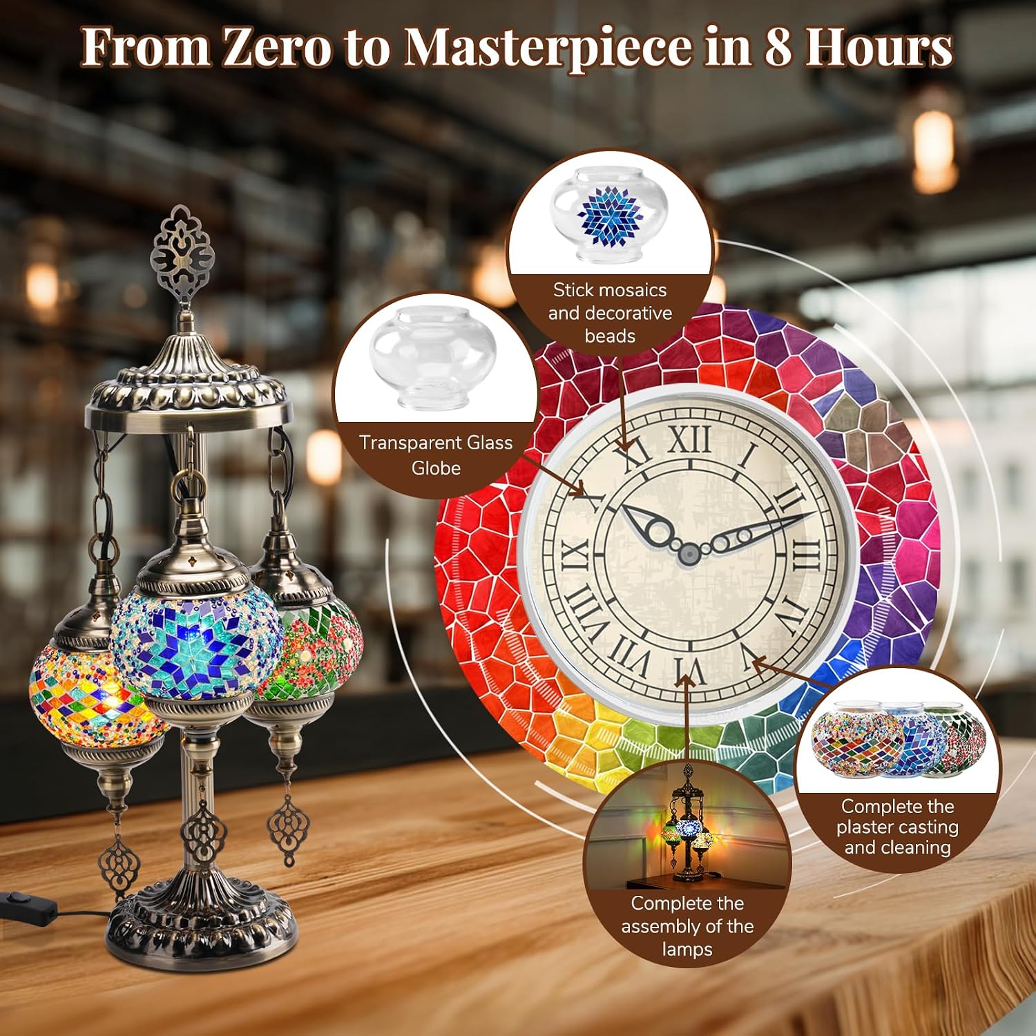 DIY 3グローブトルコモザイクランプキット、高さ23インチ - Art Craft Kits のレビューと価格