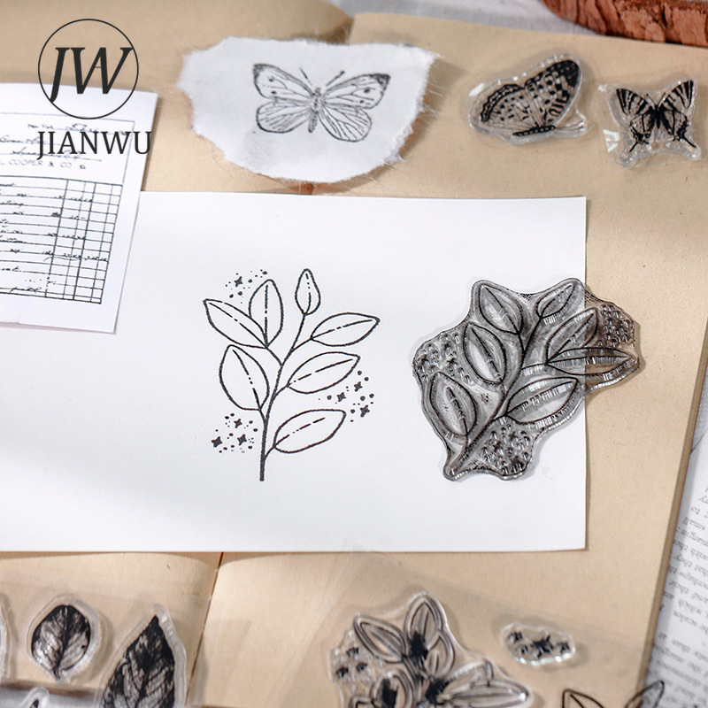 Jianwuミニマリスト黒白透明スタンプクリエイティブレトロ - Rubber Stamp Blank のレビューと価格