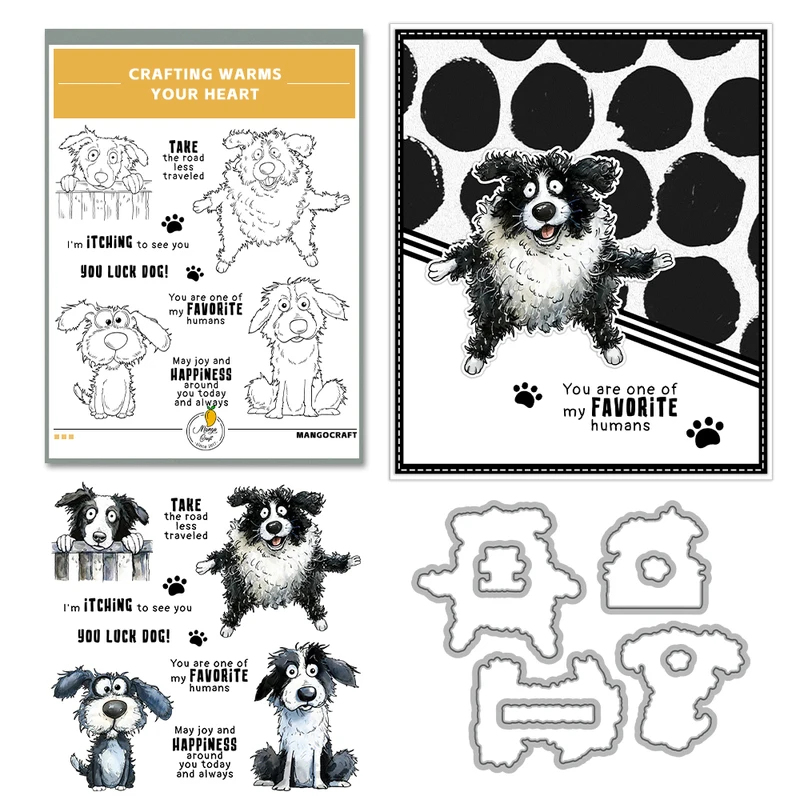 足跡と面白いペット犬のカッティングダイ クリアスタンプ DI - Rubber Stamp Blank のレビューと価格