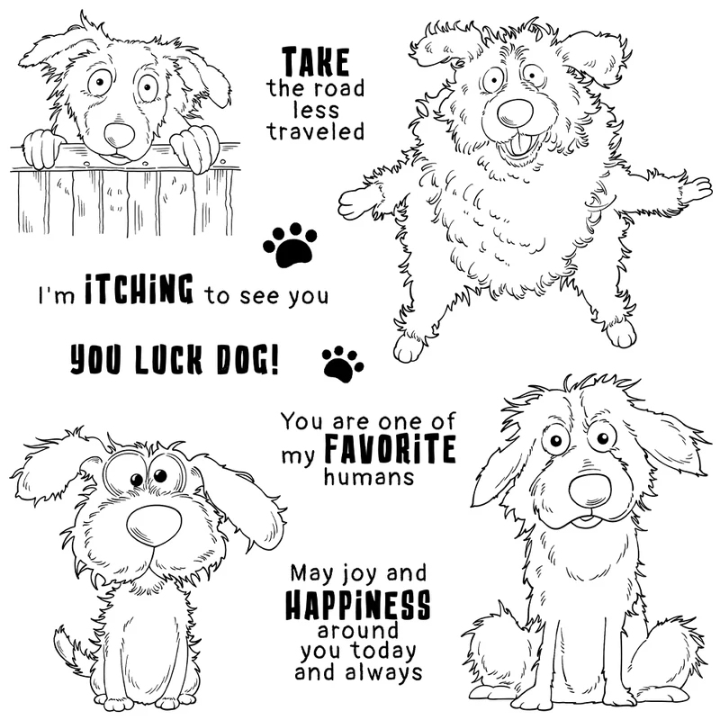 足跡と面白いペット犬のカッティングダイ クリアスタンプ DI - Rubber Stamp Blank のレビューと価格