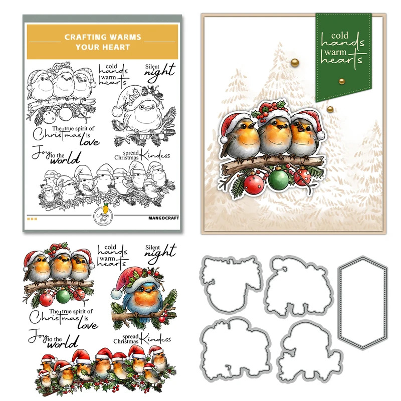 かわいいクリスマス脂肪鳥カッティングダイクリアスタンプ DI - Rubber Stamp Blank のレビューと価格