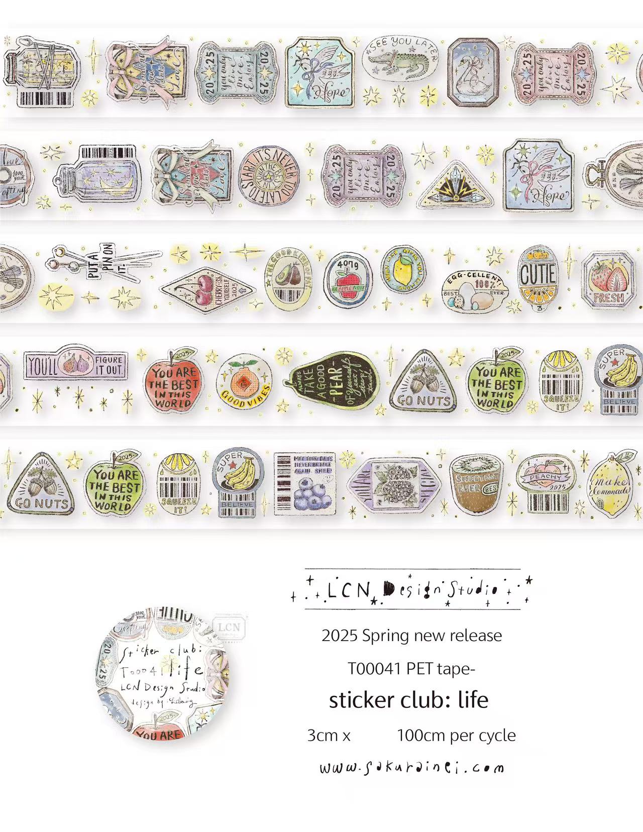 1 ループ LCN ヴィンテージステッカークラブジョイブリン - Washi Tape Rolls のレビューと価格