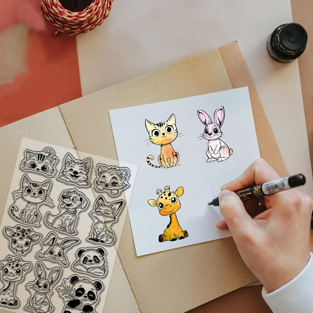 猫犬ウサギクリアスタンプスクラップブッキング用パンダキツネキ - Rubber Stamp Blank のレビューと価格