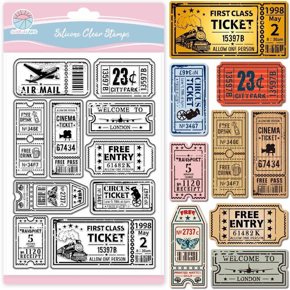 ヴィンテージチケットクリアスタンプスクラップブッキング用電車 - Rubber Stamp Blank のレビューと価格