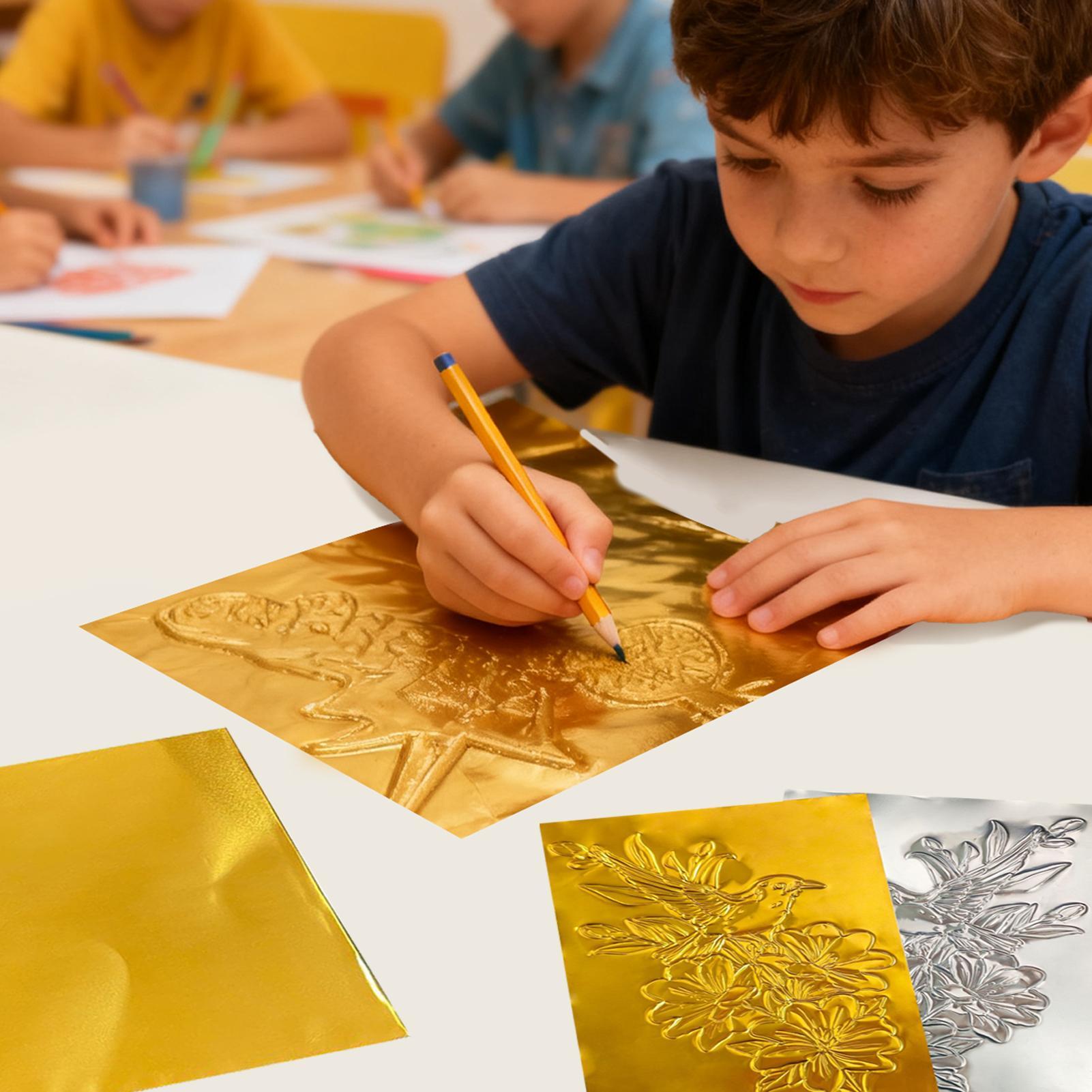 工芸用箔紙 100 枚光沢のあるアルミニウム金属箔紙アートプ - Art Craft Painting のレビューと価格